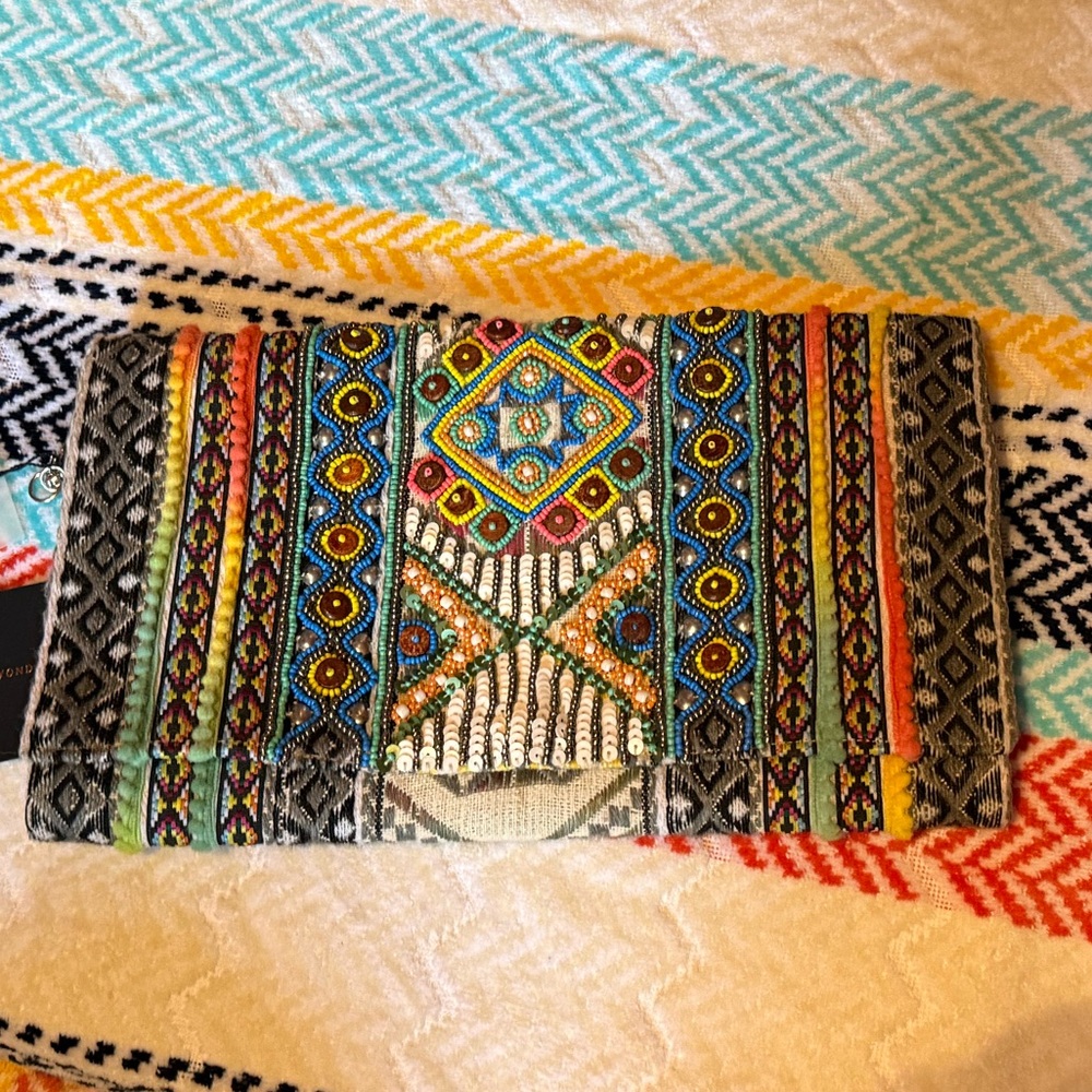 Vibrant Multicolor Geometric Clutch
